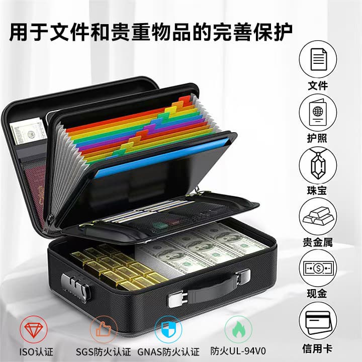 Fireproof and Waterproof Document Organizer Bag for Important Documents, Materials, and Certificates with Zipper