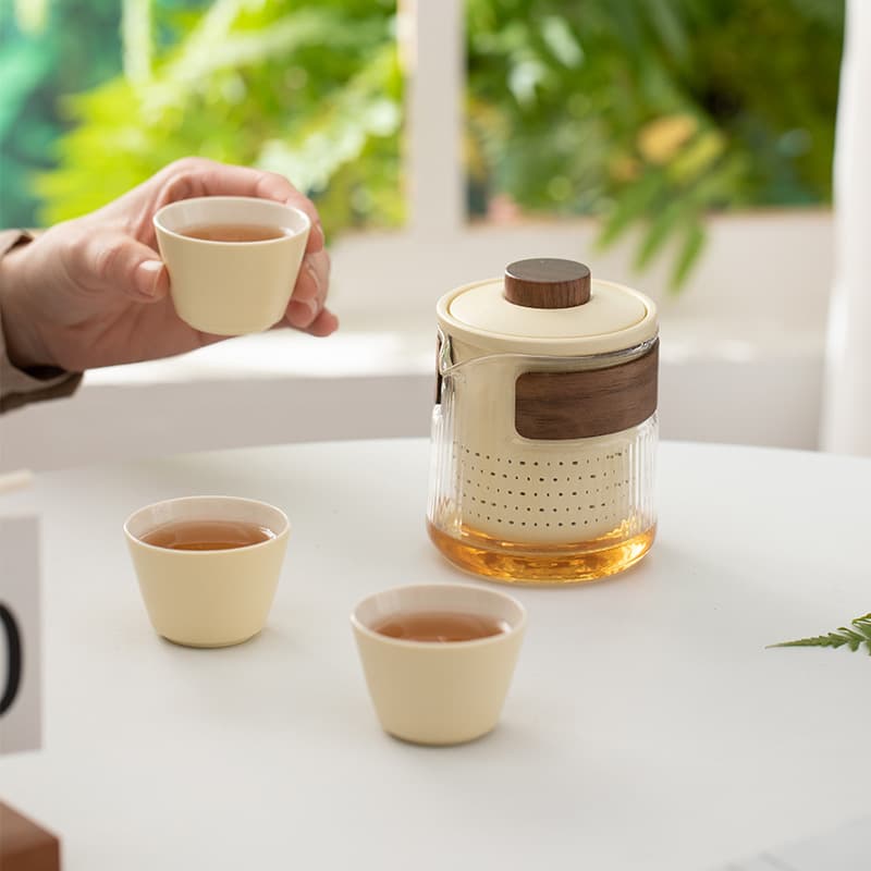 Ceramic Portable Travel Tea Set Quick Cup for Corporate Business Gifts, Clients, Employees, Souvenir with Printed LOGO