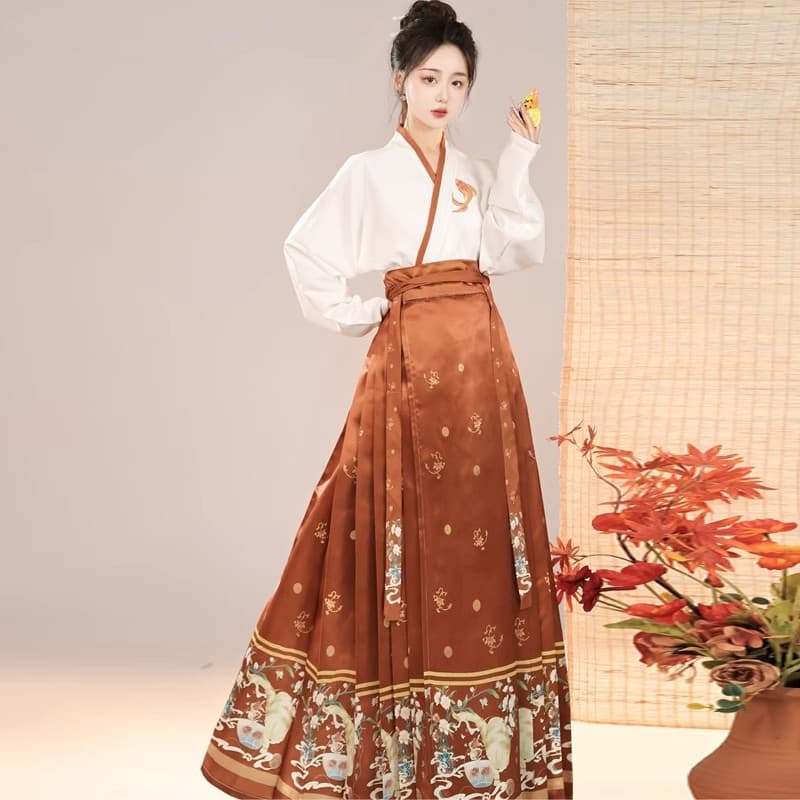 Everyday Horse Face Skirt - Ten Colors Available, New Chinese Style Adult Hanfu Women's Improved Commuter Daily Match with Plane Sleeves