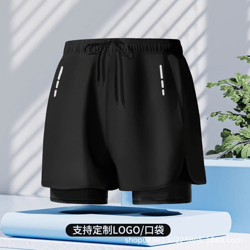 Cross-Border Summer Men's Swim Trunks Loose Quick-Dry Plus Size High Elastic Sports Swimming Shorts Men's Double Layer Swim Trunks Anti-Embarrassment
