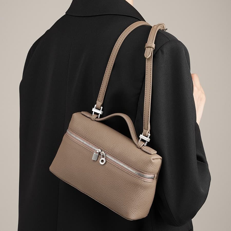 Top-layer cowhide LP19 lunch box bag genuine leather women's handbag 2025 new style Gigi same style hand-held box bag crossbody small bag