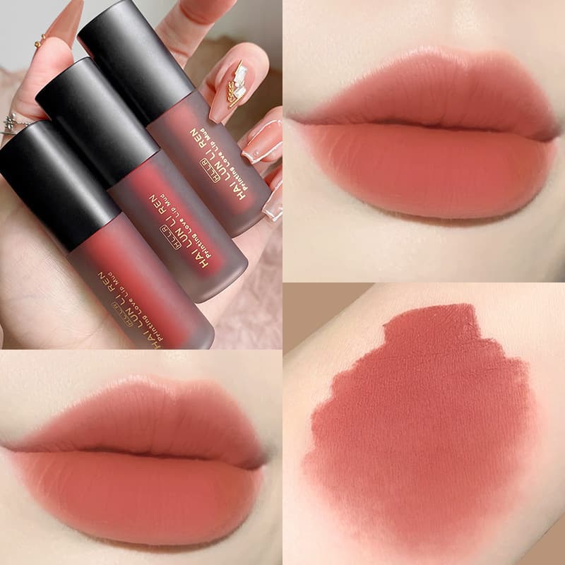 High-end matte black tube liquid lipstick, velvet matte finish, smudge-proof, student-friendly, dropship available