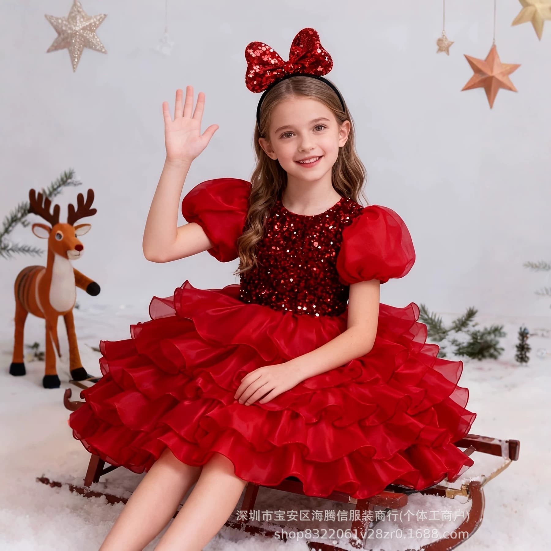 Girls Tutu Dress Birthday Flower Girl Dance Performance Gown Princess Dress Christmas Gift
