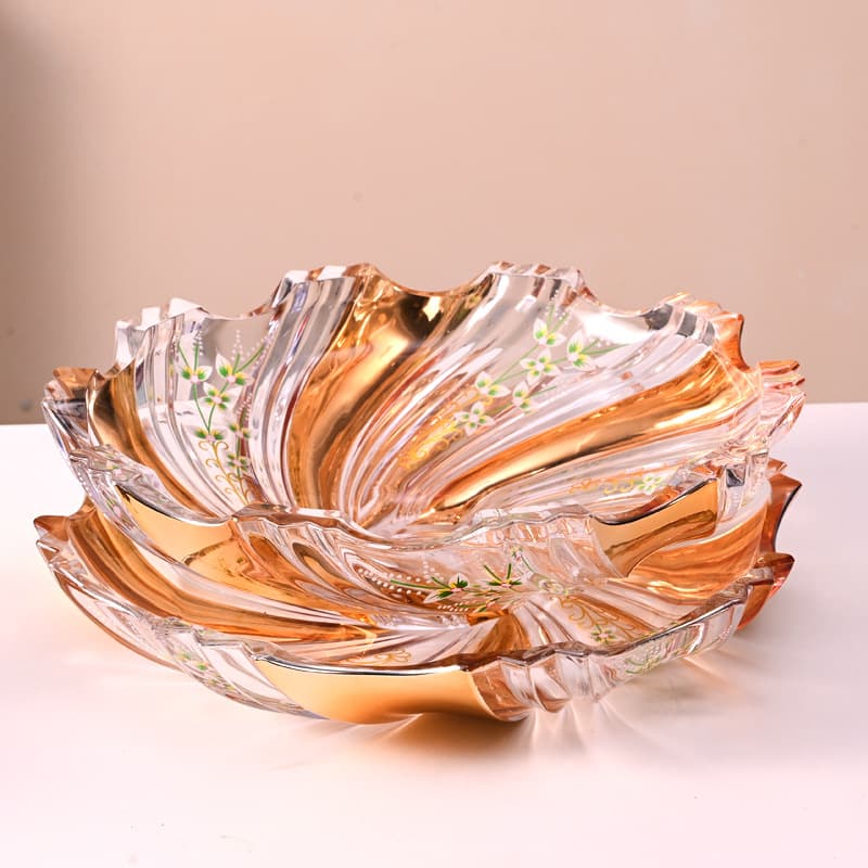 European-style Crystal Fruit Plate Glass Fruit Bowl Living Room Coffee Table Decoration Modern Home High-end Gift Export