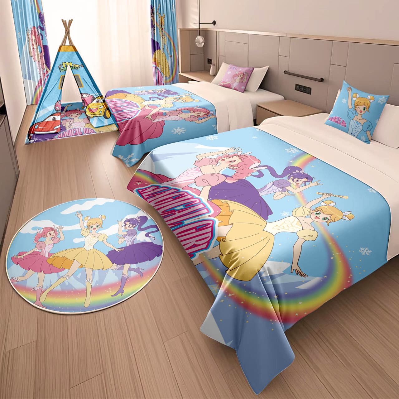 Hotel Kids' Room Decoration Nezha Conquers the Dragon King Cartoon Bed Cover Pillow Tent Decor B&B Kids' Theme Room Makeover