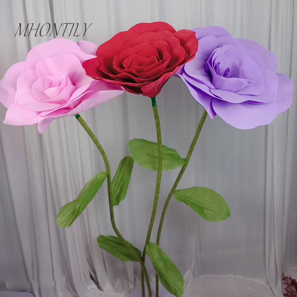 High-Realistic Large PE Rose Photography Props Wedding Decoration Display Window Decoration Artificial Rose Props