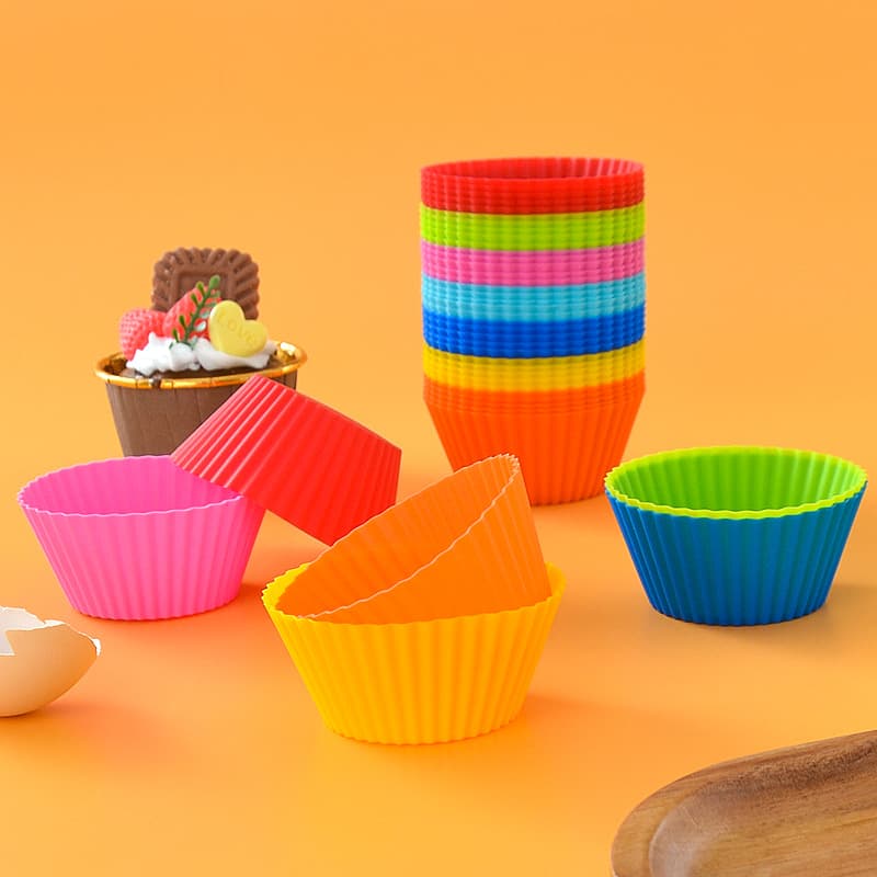 round Silicone Muffin Cups 7cm Pastry Cake Cup Small Pudding Cup Egg Rice Cake Dessert Mold Baking Tools Modern Minimalist Style