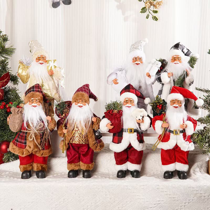 New Christmas Decoration 30cm Standing Santa Claus Doll Creative Christmas Backpack Old Man Figure