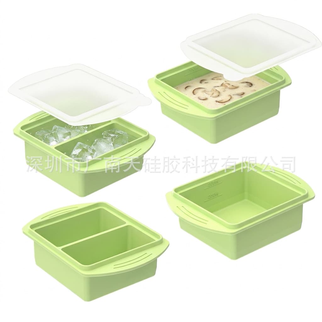 Cross-border Food-Grade Silicone Ice Cube Tray Mold, Large Capacity with Lid, Food Storage Box, Freezer Storage Container