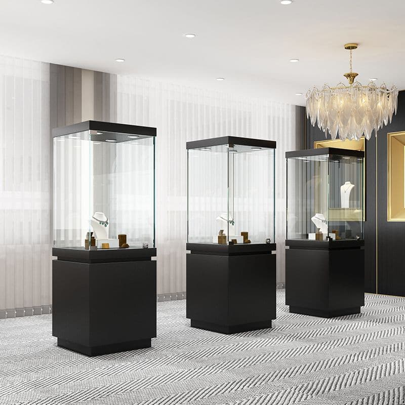 Jewelry and jade display cabinets, museum antiques, cultural relics, wooden glass display cabinets, collections, statues, jewelry display cabinets
