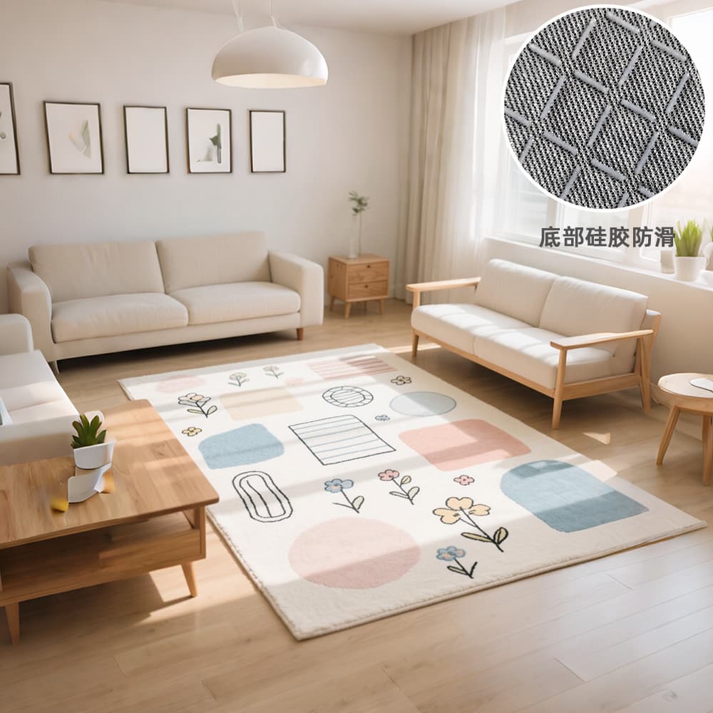 Fresh Style Carpet Living Room Thickened Anti-Slip Minimalist Faux Cashmere Rug Sofa Children's Room Bedroom Floor Mat Home