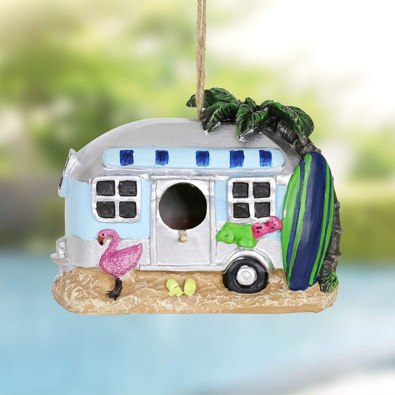 Birdhouse Bird Nest Bird Shelter Outdoor Garden Courtyard Decoration Ornament RV-Shaped Bird Nest Hanging Pendant Resin