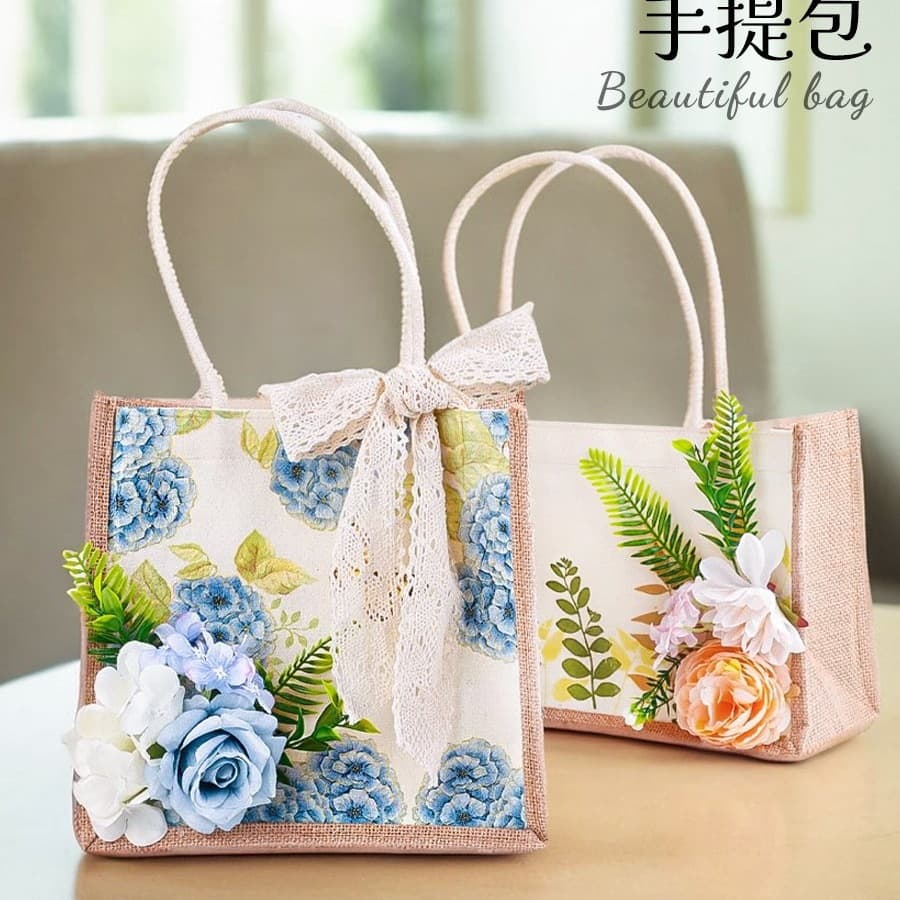 DIY Decoupage Canvas Bag with Preserved Flowers Handbag Material Kit, Parent-Child Activity, Teacher's Day Gift