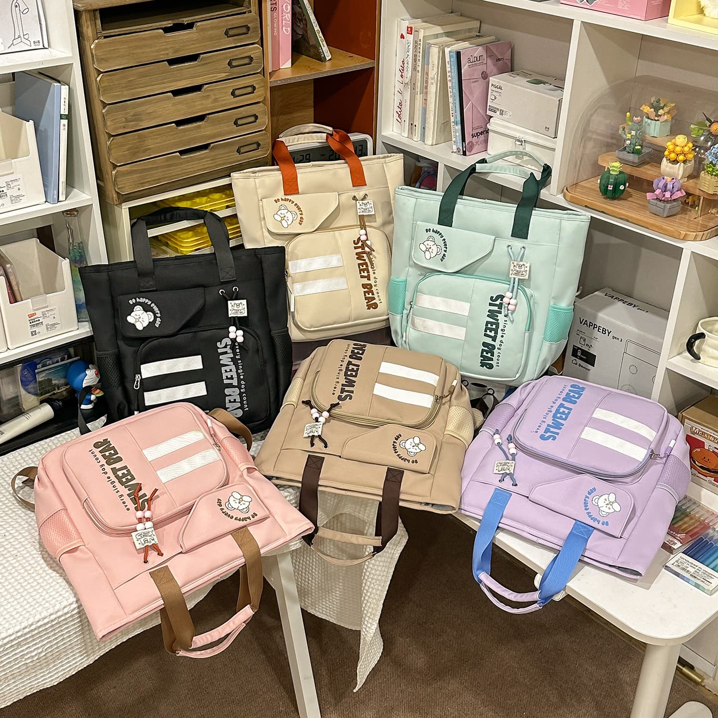 Versatile Contrast Color Student Backpack Women's Large Capacity Thickened Middle School, High School and College Portable Single Shoulder Dual-Purpose Backpack