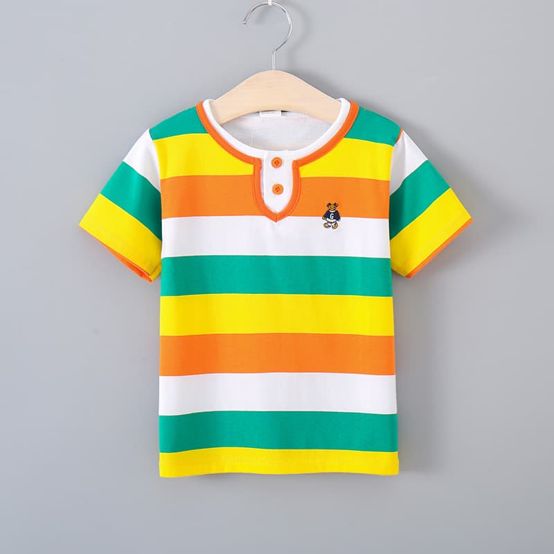 Boys' Summer T-Shirt Children's Clothing Kids' Double-Collar 0-15 Years Old Pure Cotton Round Neck Short-Sleeve Polo Shirt