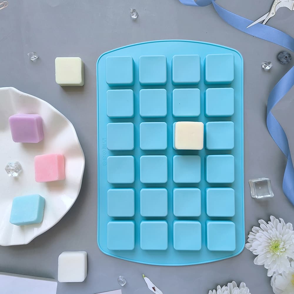 24-Cell Square Silicone Ice Cube Tray Mold for Homemade Brown Sugar Nougat, Square Block Chocolate Mold 673
