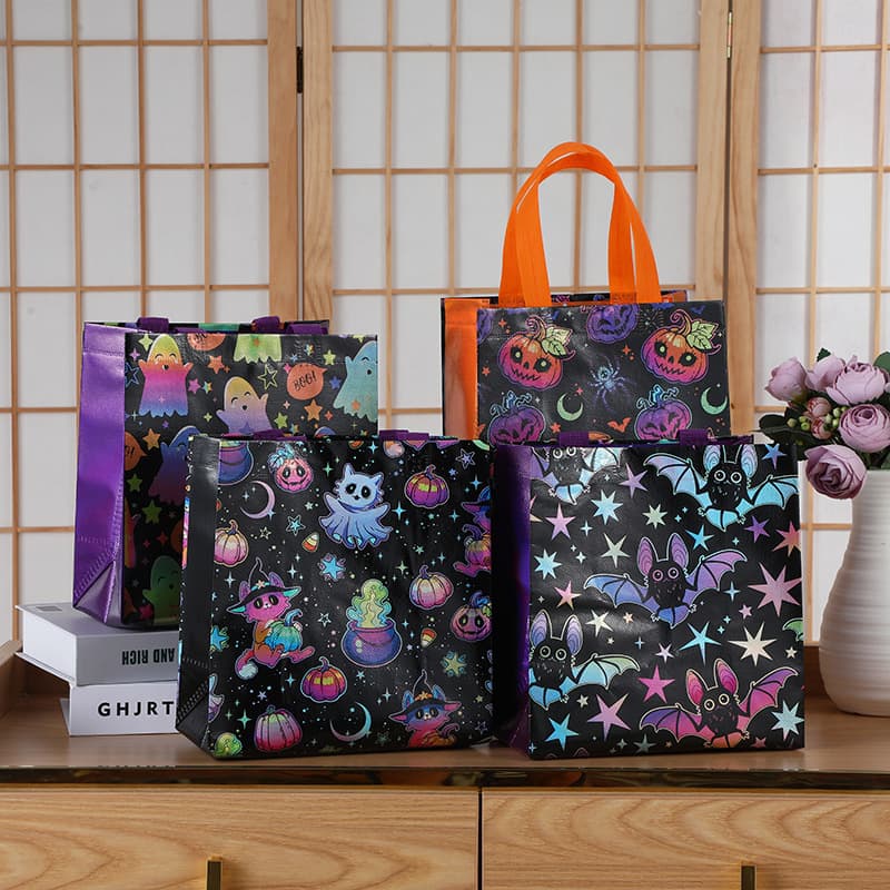 Halloween Party Candy Packaging Bags Cartoon Print Party Favor Gift Shopping Tote Non-Woven Bag