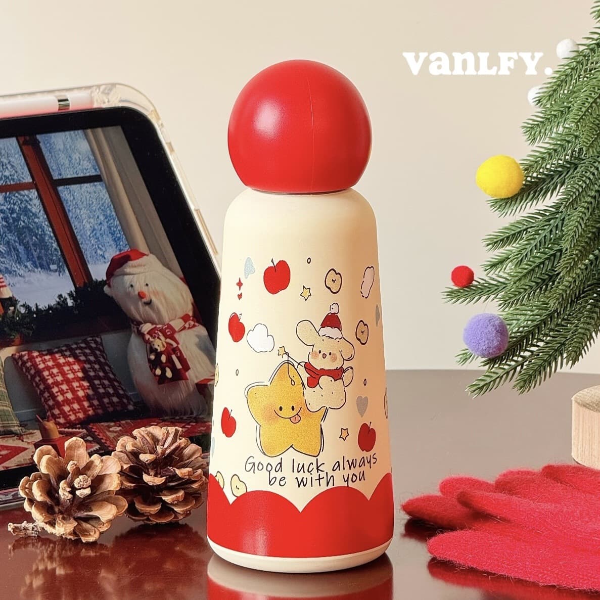 High-Quality Christmas Insulated Cup, Cute Stainless Steel Cup for Girls, Portable Water Bottle for Students, Large Capacity for Office Workers