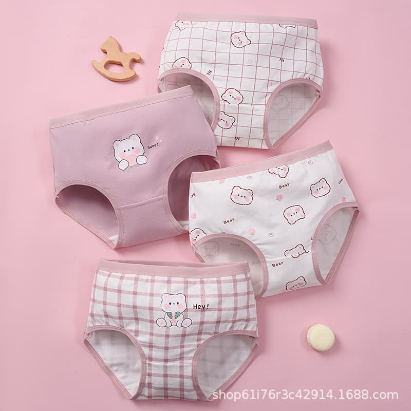 Cross-border Children's Underwear Girls' Cotton Briefs Girls' Underwear Triangle Cartoon Bear Girls' Underwear Cotton New Style Wholesale