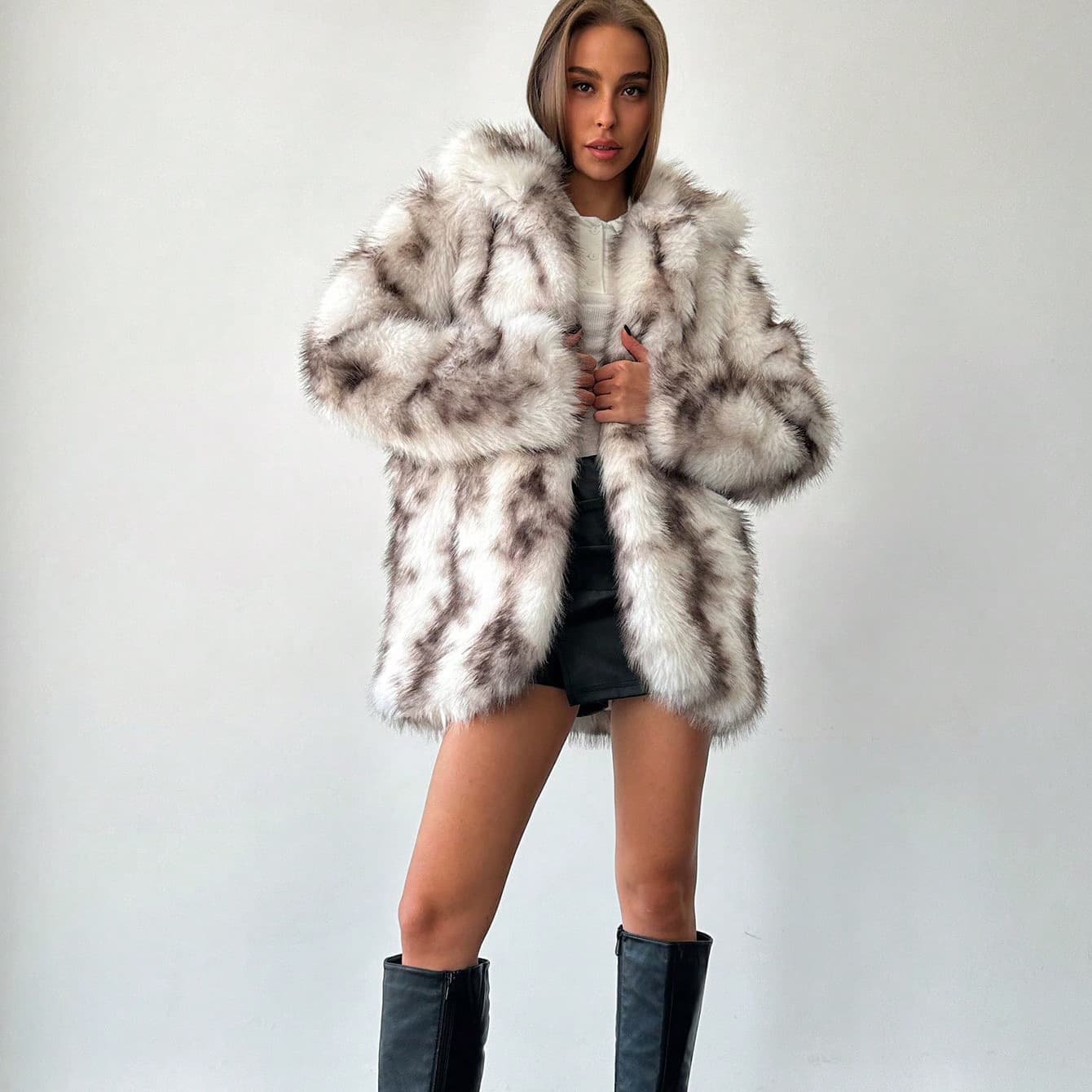 Winter Faux Fox Fur Faux Fur Coat Women's Large Lapel Daily Commute Party Faux Fur Coat Customizable