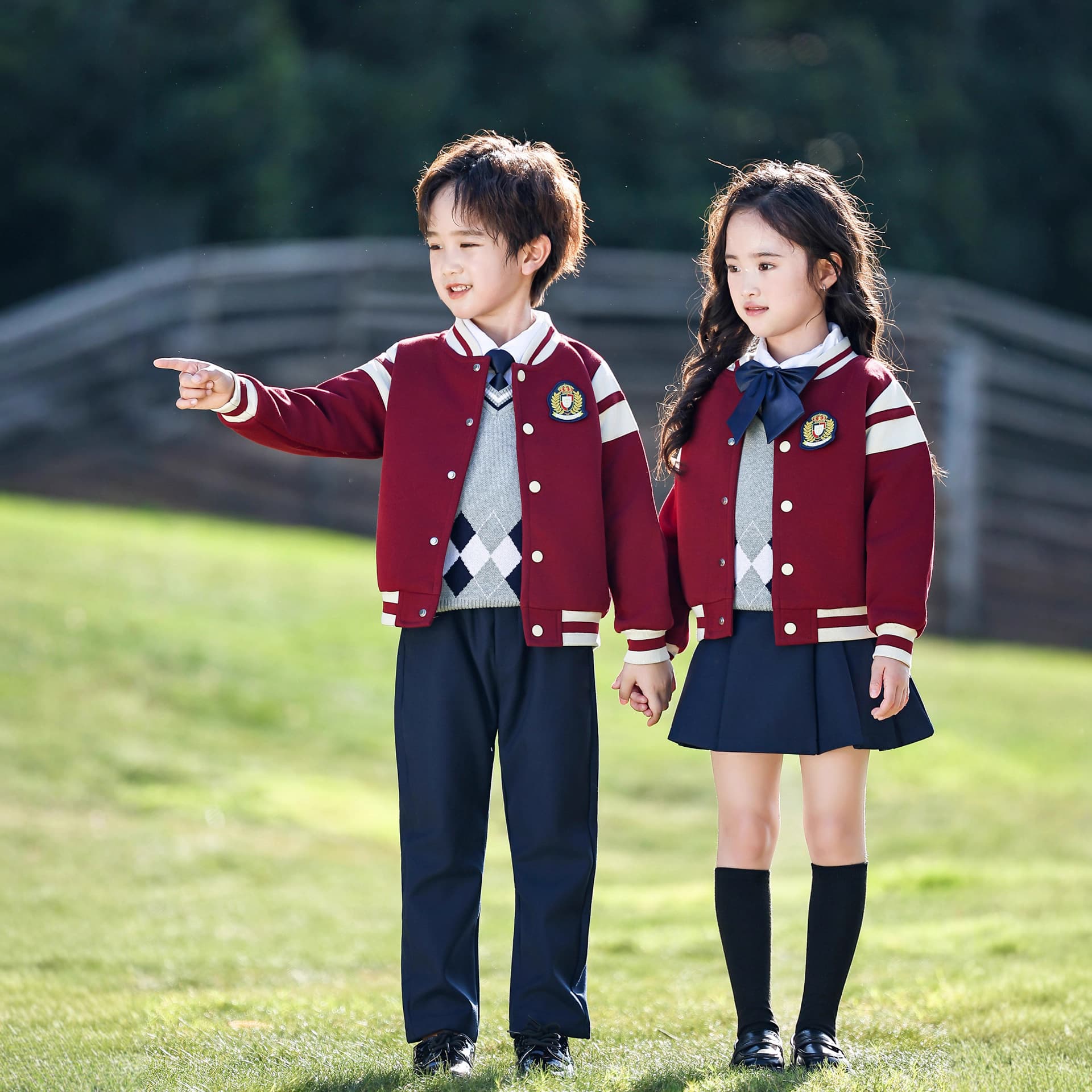 Kindergarten uniform spring and autumn three-piece baseball uniform set, primary school class uniform autumn school uniform for children