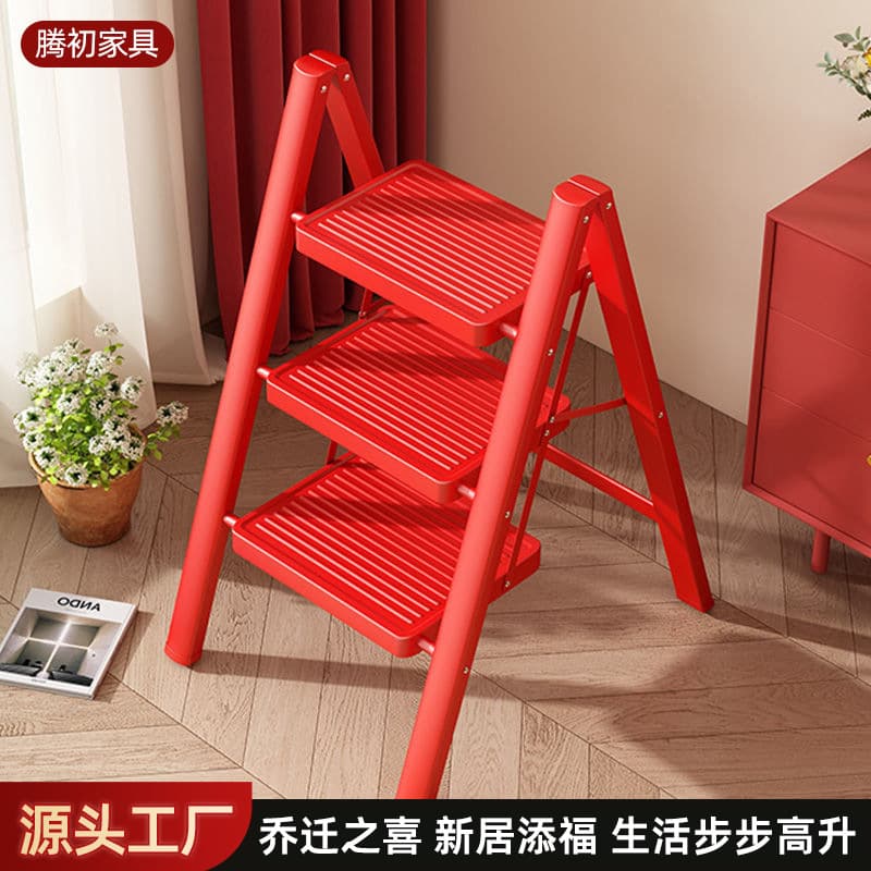 Cross-border housewarming gift, step-by-step promotion A-frame ladder, thickened carbon steel indoor ladder, small portable household folding ladder