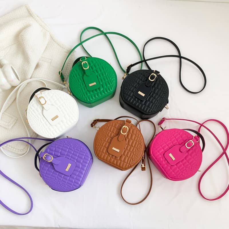 Wholesale Small Round Bag Women's 2026 New Crocodile Texture Round Cake Bag Stylish Handbag Versatile Shoulder Crossbody Bag