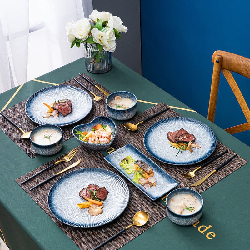 2022 New Home Western Dinner Plate Set Steak Plate Pasta Plate Cutlery Fork Knife Plate Bowl Japanese Style Steak Plate