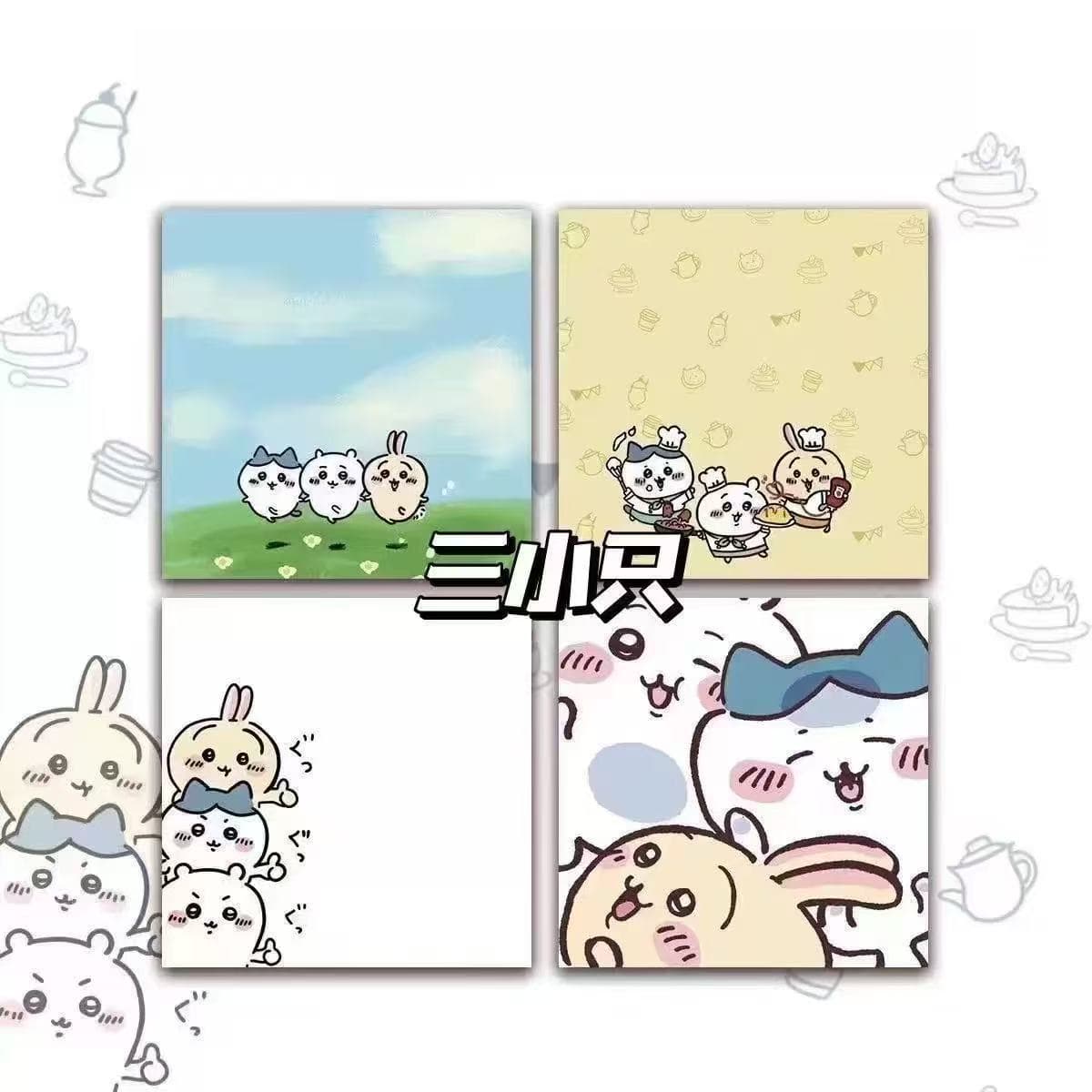 Kii Kawa New Little Eight Notepads Cute Cartoon Student Notes High Aesthetic Decorative Material Tear-off Non-sticky