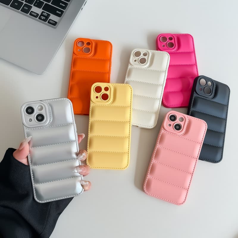 Liquid Airbag Down Jacket Compatible iPhone 15 Pro Max Case Apple 17 Pro Solid Color 13/16 Plus