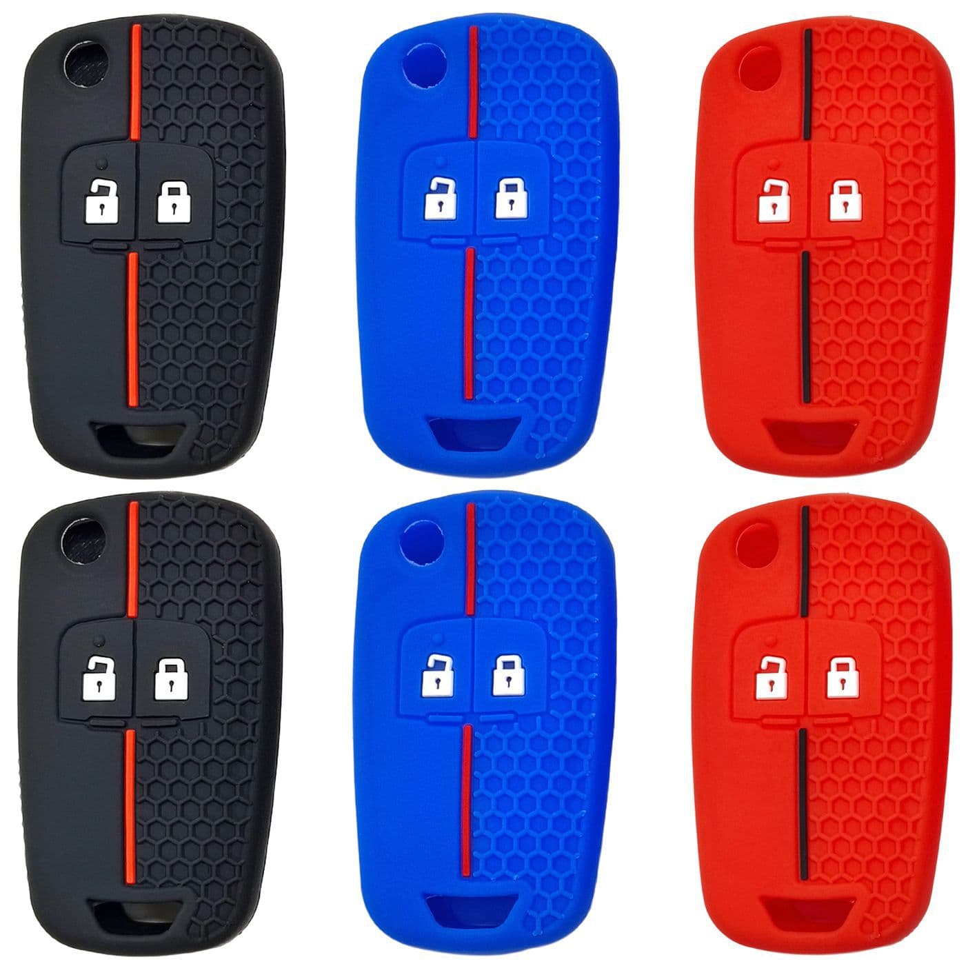 Silicone Key Case Cover for Chevrolet Aveo Folding 2-Button Honeycomb Pattern Key, Cruze Sail 3