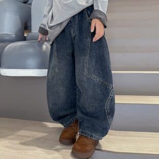 Boys Autumn Trendy Jeans 2026 New Kids Cool Casual Curved Knife Pants Fashion Style
