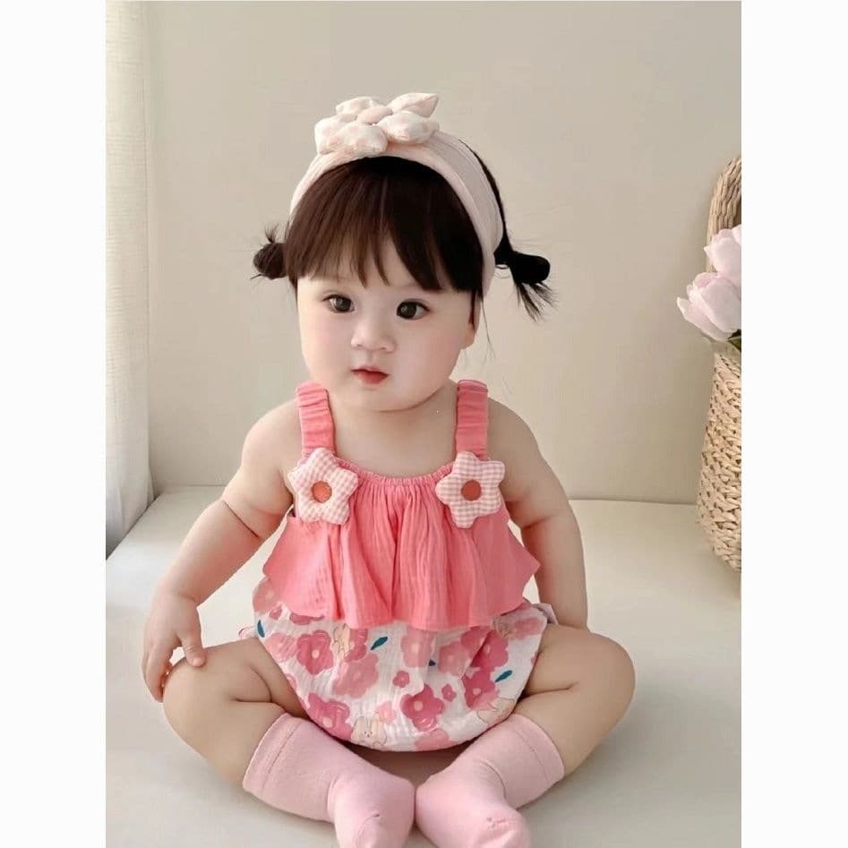 Baby Summer Clothes Korean Princess Style Spaghetti Strap Romper, Ultra Cute Thin Baby Girl Onesie, Newborn Crawling Suit