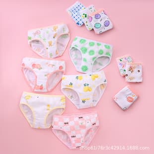 Cross-border Full Cotton Triangle Underwear Girls Cross-border 100% Cotton Girls Triangle Briefs Cute Print Little Girls Underwear Wholesale