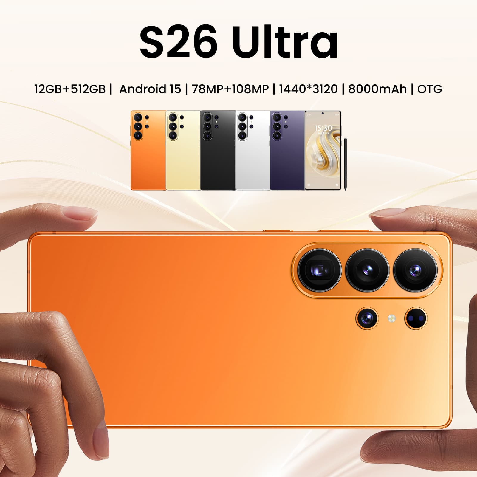 Hot-Selling 7.3-Inch Large-Screen Smartphone S26 Ultra for Cross-Border Foreign Trade, Factory Direct Supply, Dropshipping for E-Commerce Platforms
