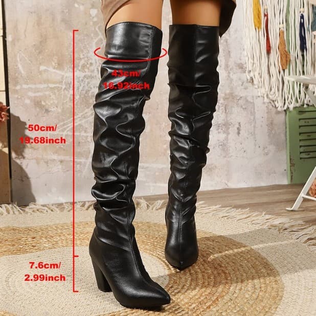 2026 Cross-border Autumn/Winter New Chunky Heel High Heel Fashion Side Zipper Women's Boots European and American Style High Boots Export Women's Boots