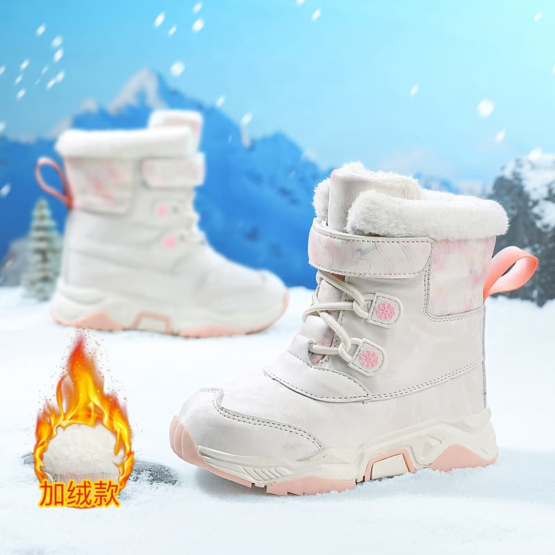 Cross-border children's snow boots manufacturer wholesale children's cotton shoes boys' fleece-lined warm children's shoes foreign trade girls' cotton boots