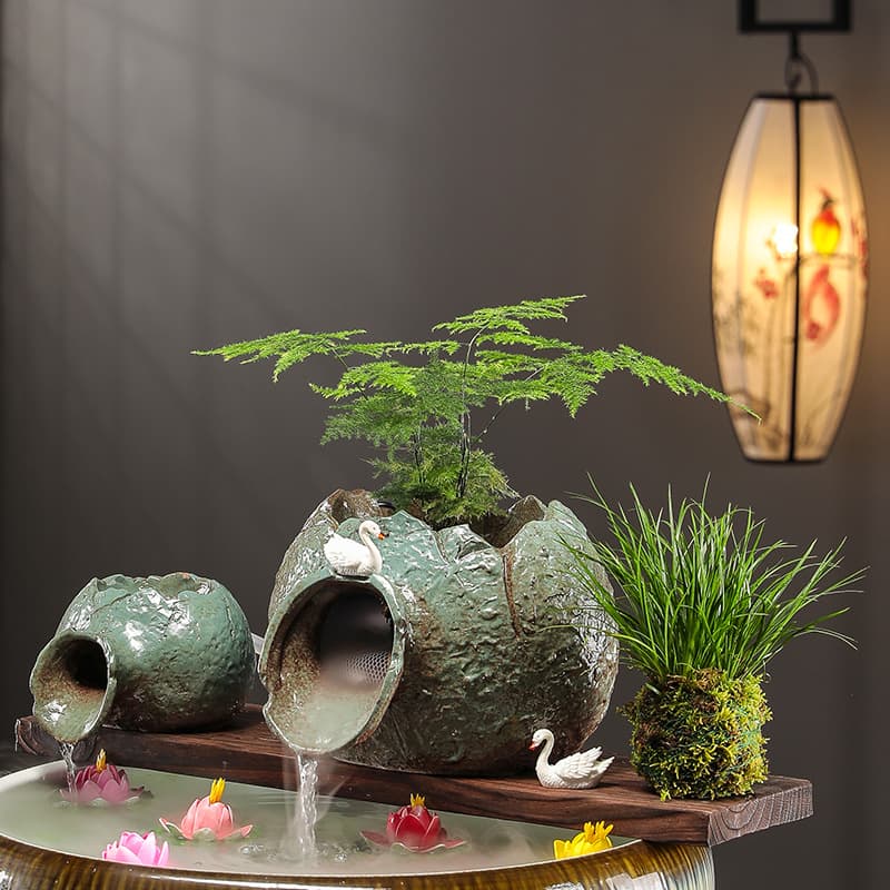 Creative Eco Tank Ancient Method Fish Tank Waterfall Circulation Ceramic Open Jar Circulating Filter Landscape Courtyard Water Feature