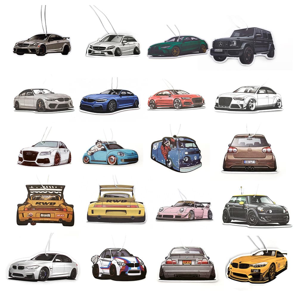 Guangzhou Stock Car Rearview Mirror Air Freshener Scented Card Hanging Ornament for German Car Models