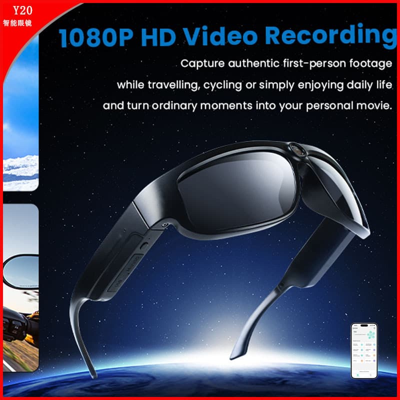 1080p Ultra HD Motion Recording 156 Language Translation Smart Glasses Bluetooth Music Call Sports Glasses