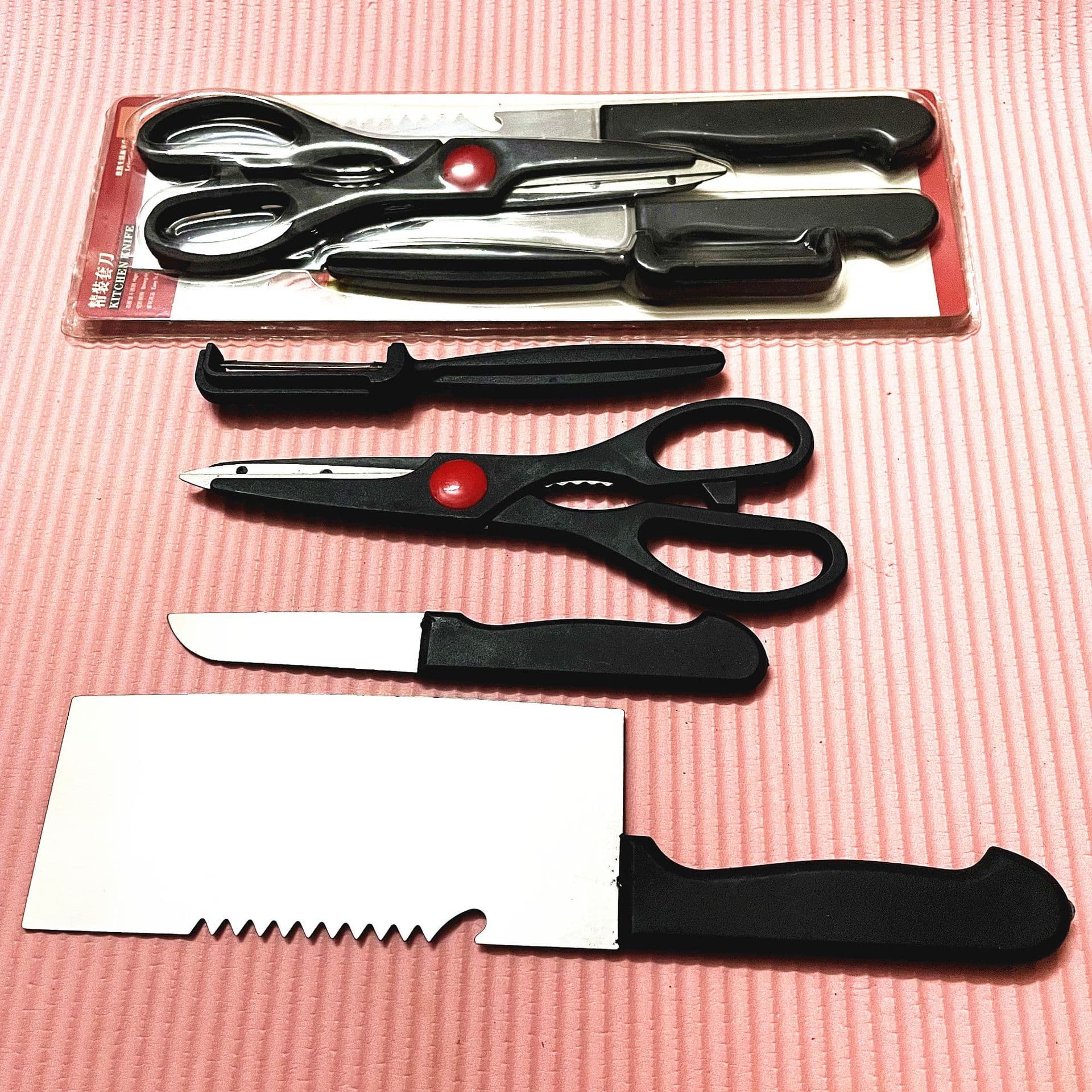 Yangjiang Stainless Steel Kitchen Supplies E-commerce Product Knife Four-Piece Set Knife Suit Blister Four-Piece Knife Set