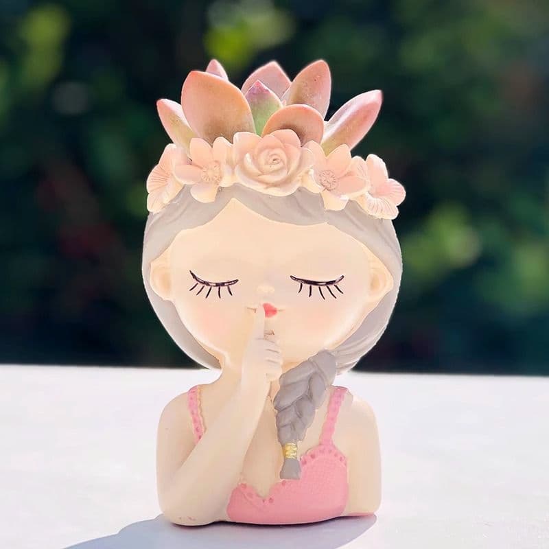 Creative Fairy Cute Succulent Girl Potted Plant Desktop Small Flowerpot Emotional Stability Flowerpot Gift for Girlfriend