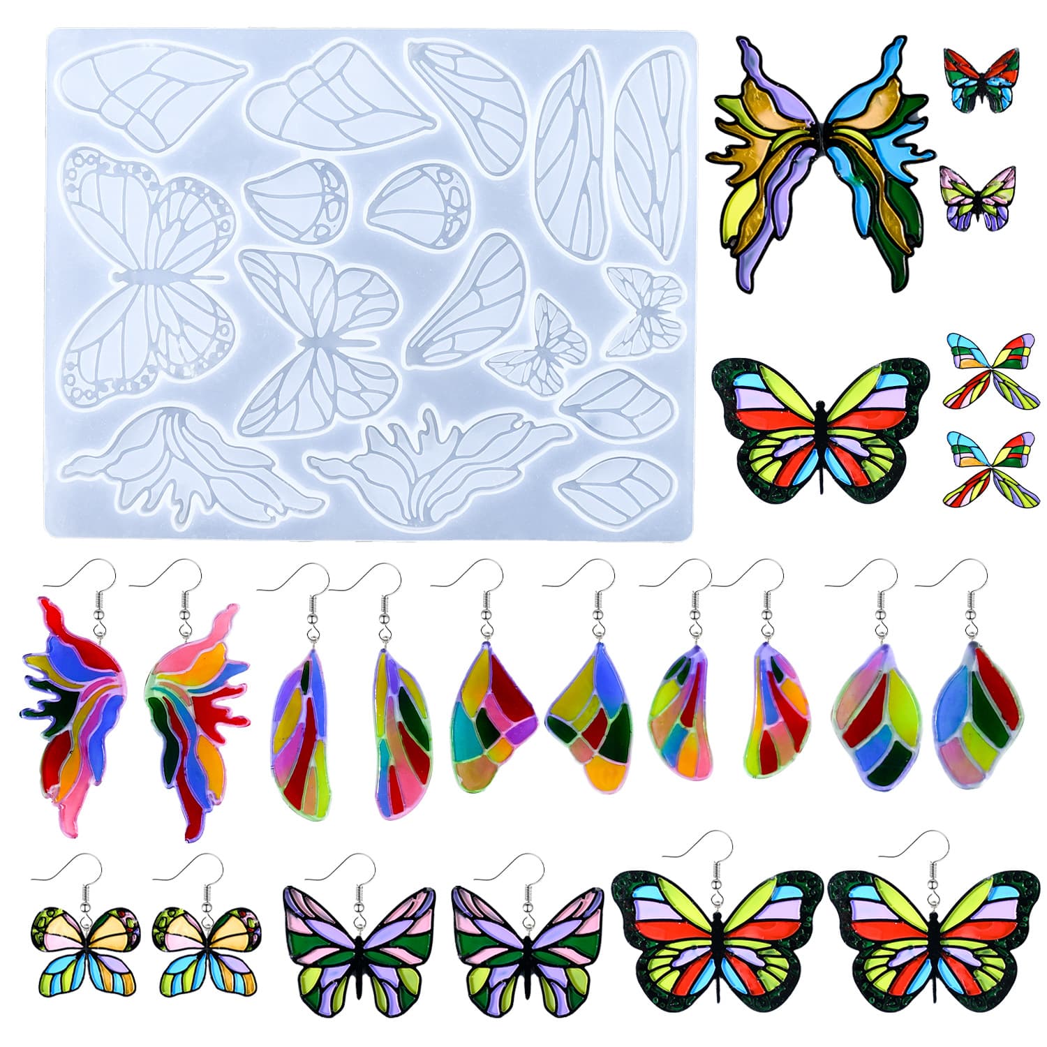 New DIY Mold Full Sheet Butterfly Wing Silicone Mold Necklace Pendant Decoration Drop Glue Mold Cross-Border
