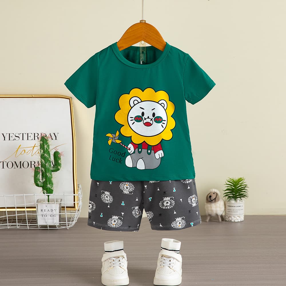 Children's home clothes summer thin short-sleeved suit boys pajamas male baby underwear short-sleeved air-conditioned suit suit