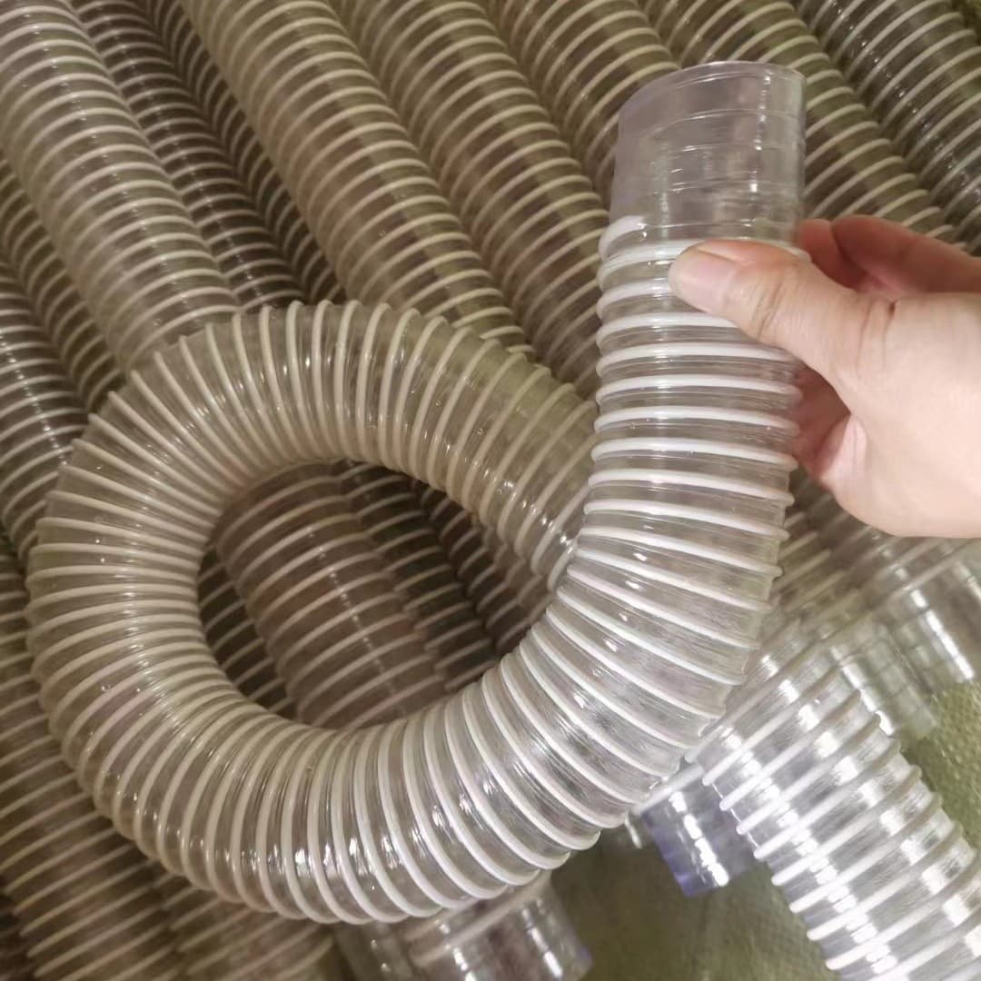 PVC Air Duct Industrial Woodworking Suction Pipe Transparent Steel Wire Hose Engraving Machine Plastic Corrugated Pipe Telescopic Ventilation Pipe