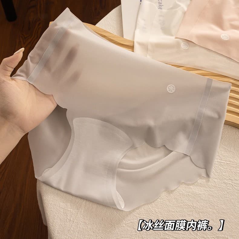 Milk Jelly ~ Ice Silk Seamless Panties for Women, Mid-Waist, Plus Size, Mask Pants, Nude Feel, Comfortable, Hip-Hugging, Young Girl's Briefs