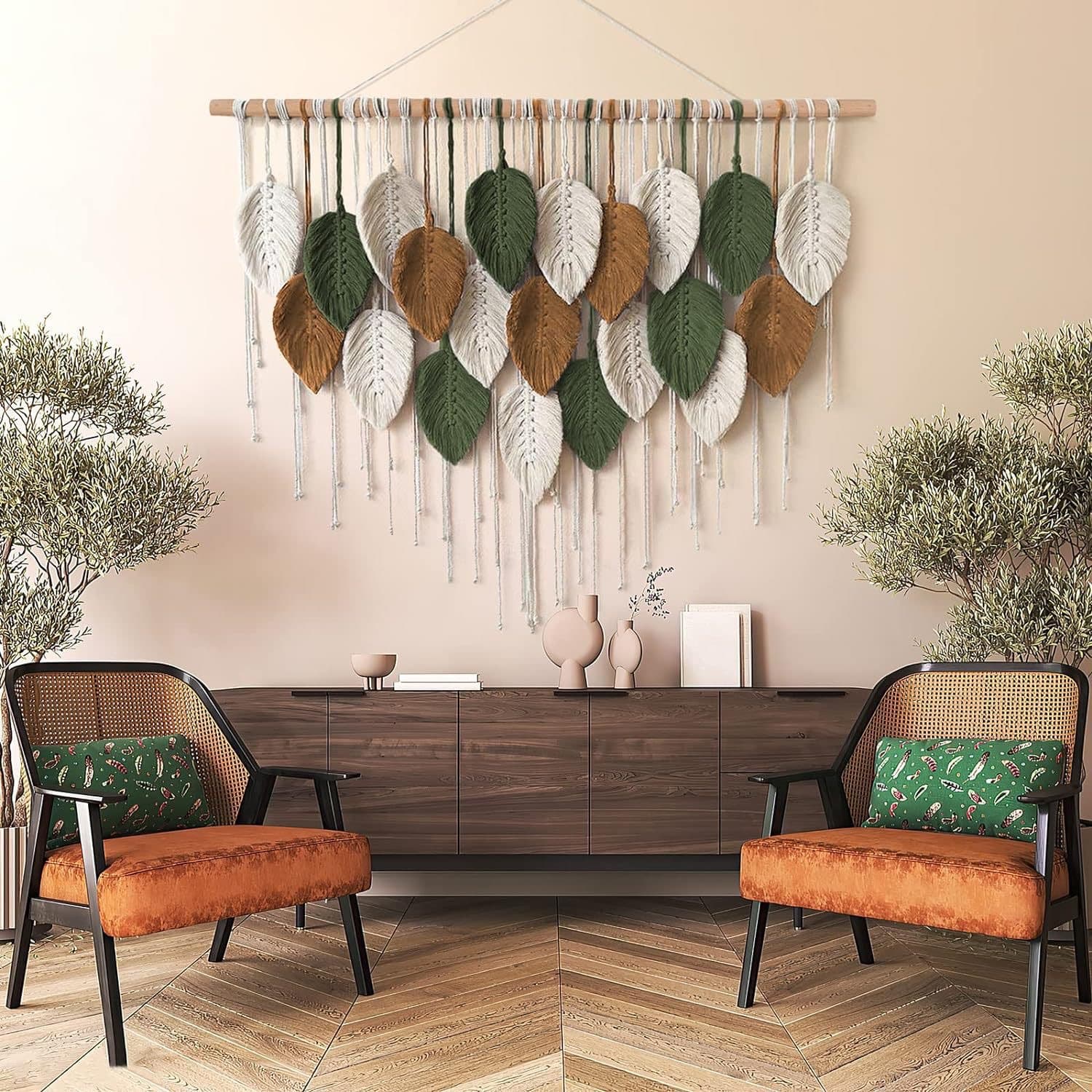 Bohemian Handwoven Tapestry Headboard Living Room Background Wall Decoration Colorful Leaf Decor Export Goods