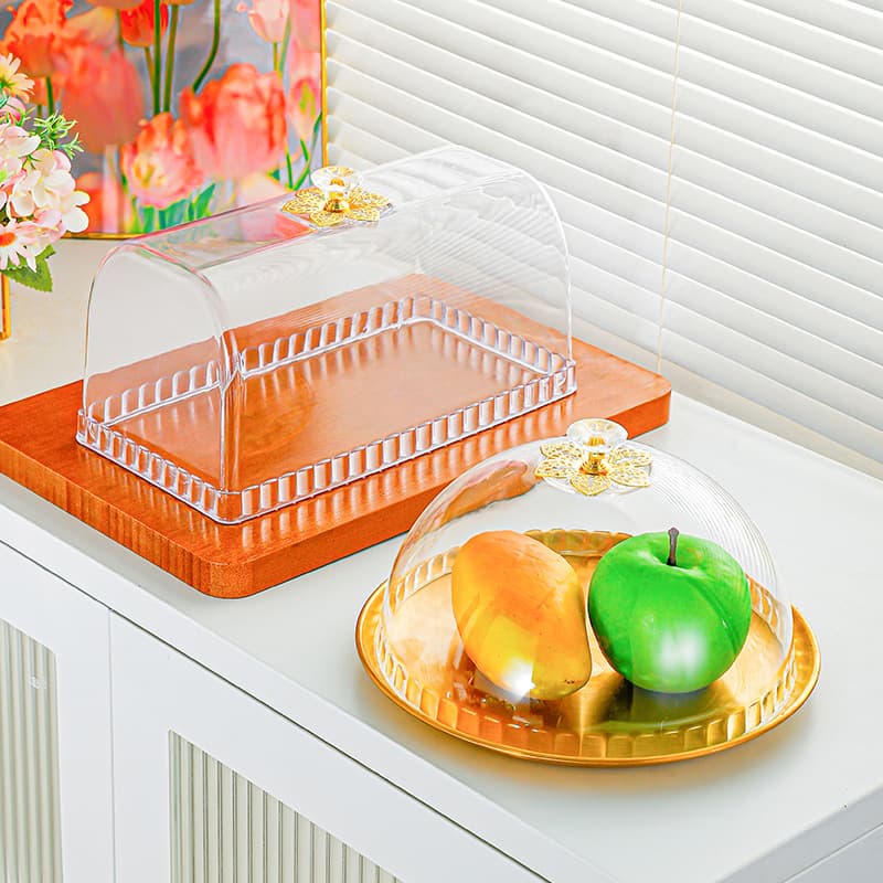 Acrylic Plastic round Dustproof Cover Transparent Food Preservation Lid Bowl Lid Cake Dessert Meal Cover PS PET HAIQI Brand