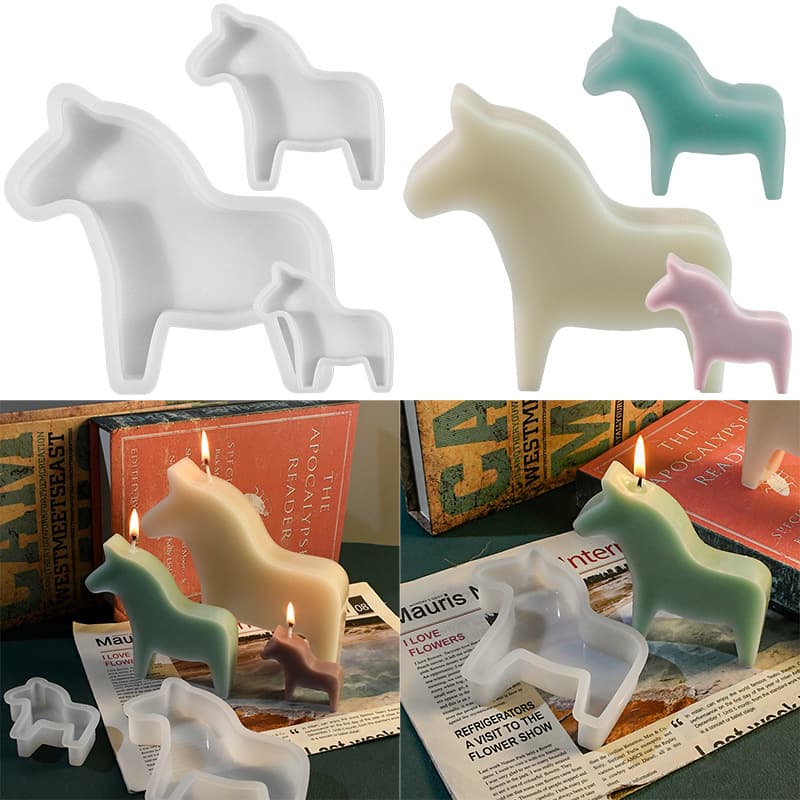 Yixing DIY Epoxy Resin Mold Large Medium Small Horse Figurine Scented Candle Silicone Mold 3D Decoration Cross-Border Exclusive Supply