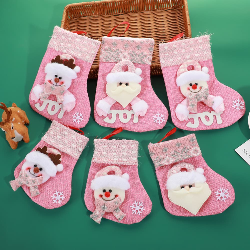 Cross-border Christmas Stocking Bag, Christmas Apple Bag, Cartoon Santa Claus Christmas Stocking Ornament, Christmas Candy Bag, Christmas Stocking